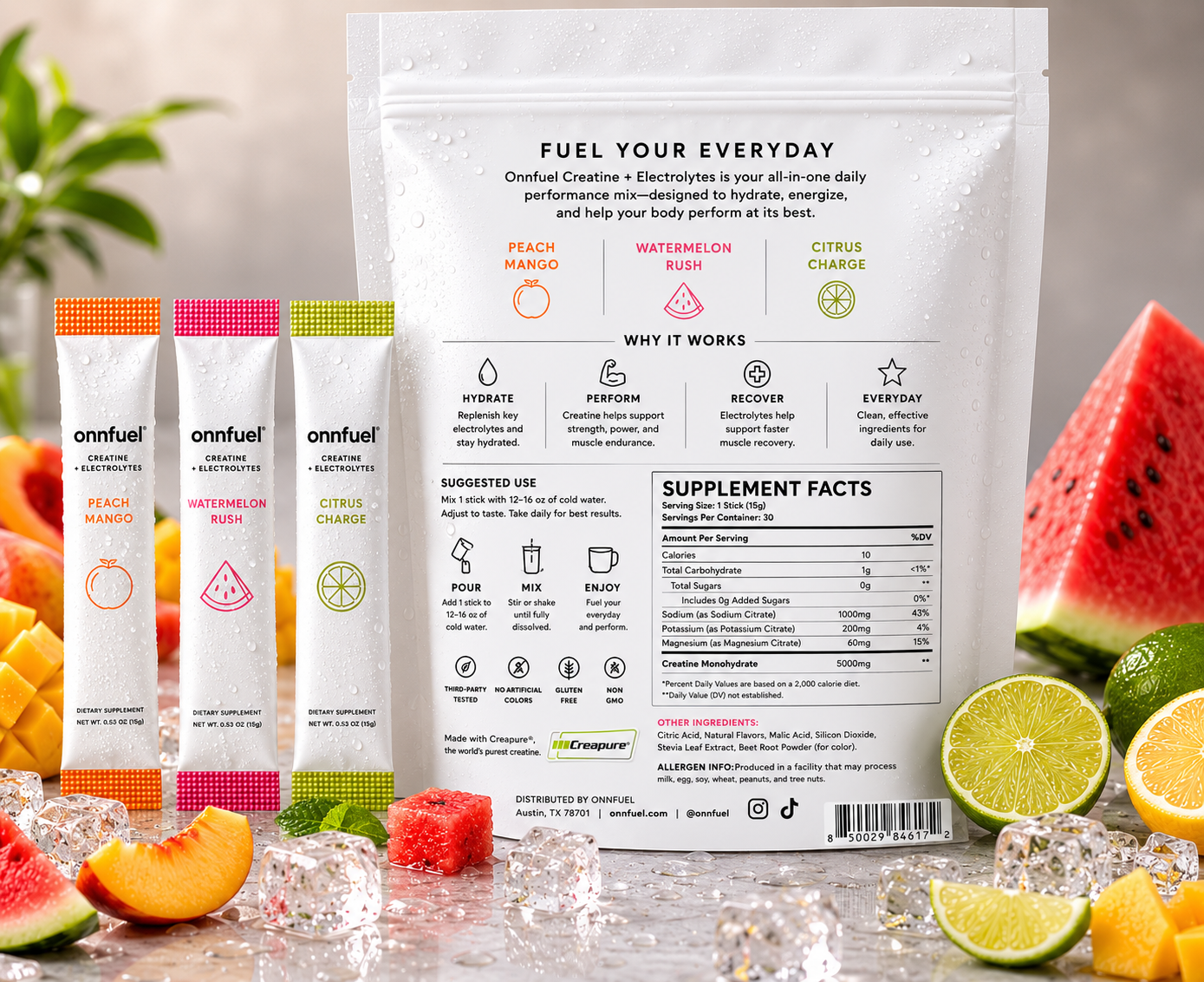 Onnfuel Creatine + Electrolytes for daily hydration